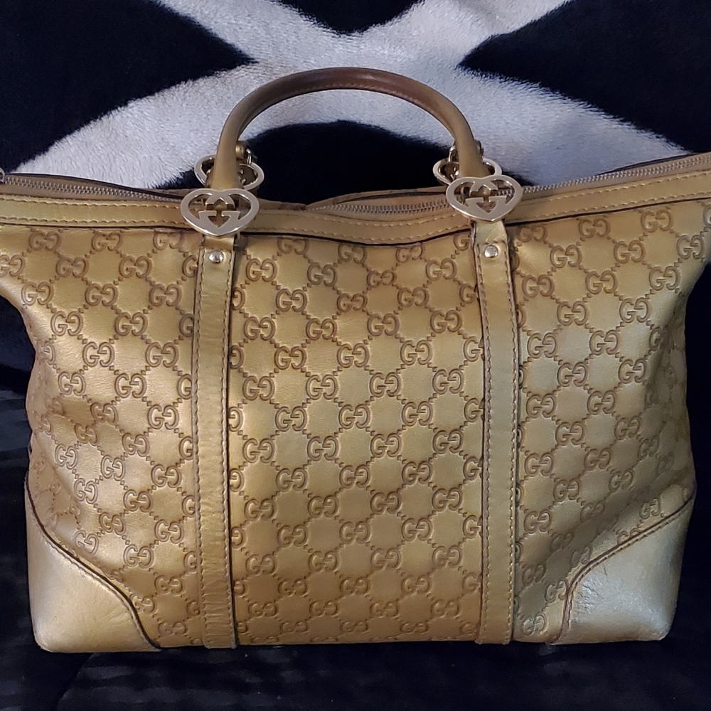 Authentic Vintage GOLD Gucci Guccisima Tote